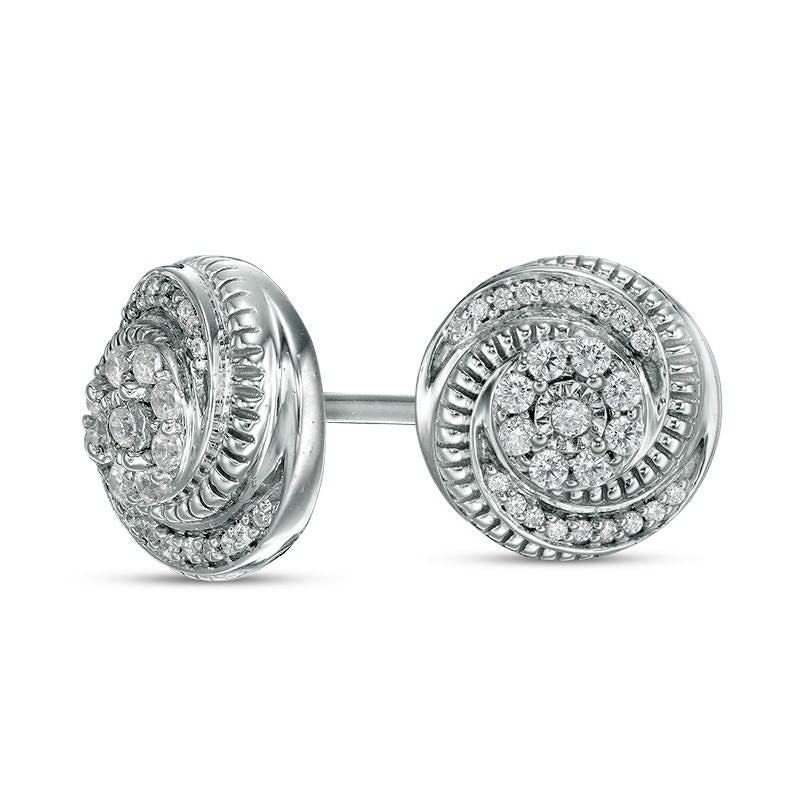 0.17 CT. T.W. Diamond Swirl Stud Earrings in 10K White Gold