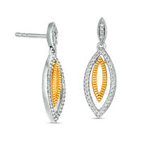 0.25 CT. T.W. Diamond Double Marquise Drop Earrings in Sterling Silver and 10K Gold