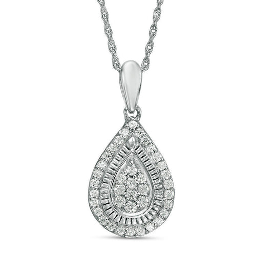 0.25 CT. T.W. Composite Natural Diamond Teardrop Frame Pendant in Sterling Silver