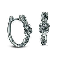 0.17 CT. T.W. Diamond Love Knot Hoop Earrings in Sterling Silver