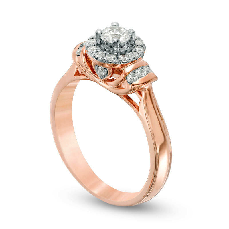 0.50 CT. T.W. Natural Diamond Frame Collar Engagement Ring in Solid 10K Rose Gold