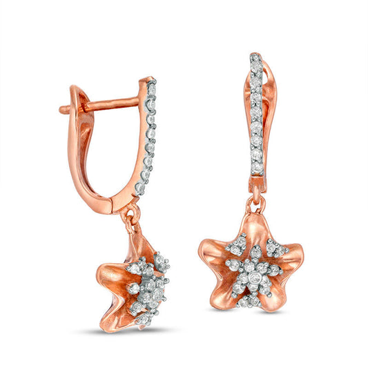 0.25 CT. T.W. Diamond Star Drop Earrings in 10K Rose Gold