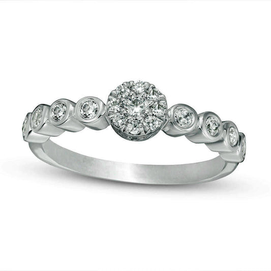 0.33 CT. T.W. Natural Diamond Frame Engagement Ring in Solid 10K White Gold