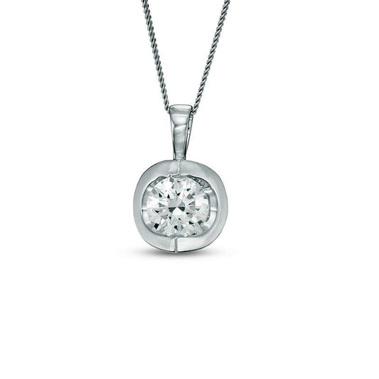 0.5 CT. Certified Canadian Natural Clarity Enhanced Solitaire Tension Pendant in 14K White Gold (I/I2) - 17"