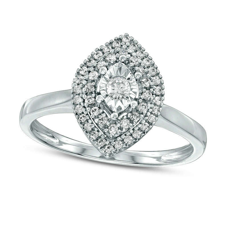 0.25 CT. T.W. Natural Diamond Double Marquise Frame Engagement Ring in Solid 14K White Gold