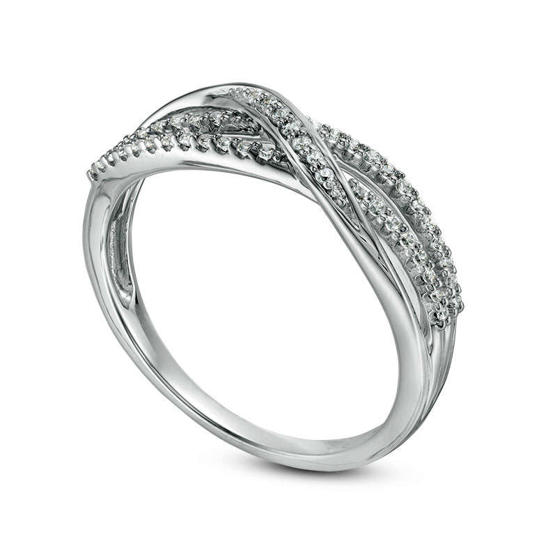 0.17 CT. T.W. Natural Diamond Layered Crossover Anniversary Band in Solid 10K White Gold