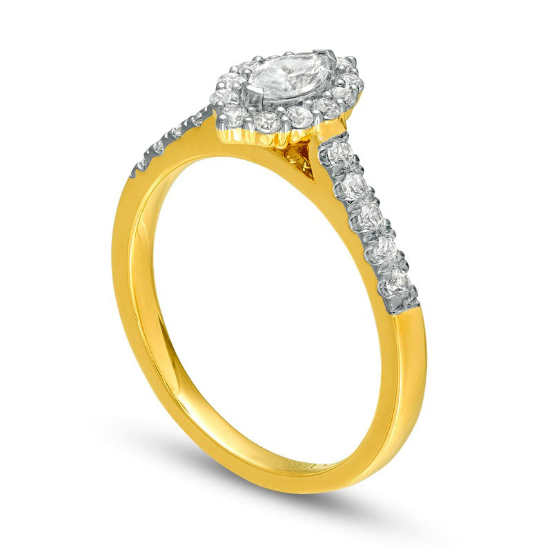 0.63 CT. T.W. Marquise Natural Diamond Frame Engagement Ring in Solid 14K Gold