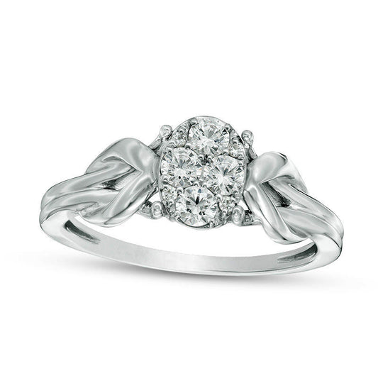 0.33 CT. T.W. Composite Natural Diamond Oval-Shaped Knot-Sides Engagement Ring in Solid 10K White Gold