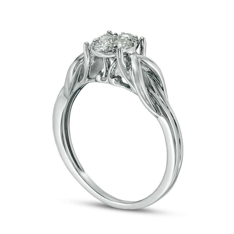 0.33 CT. T.W. Composite Natural Diamond Oval-Shaped Knot-Sides Engagement Ring in Solid 10K White Gold