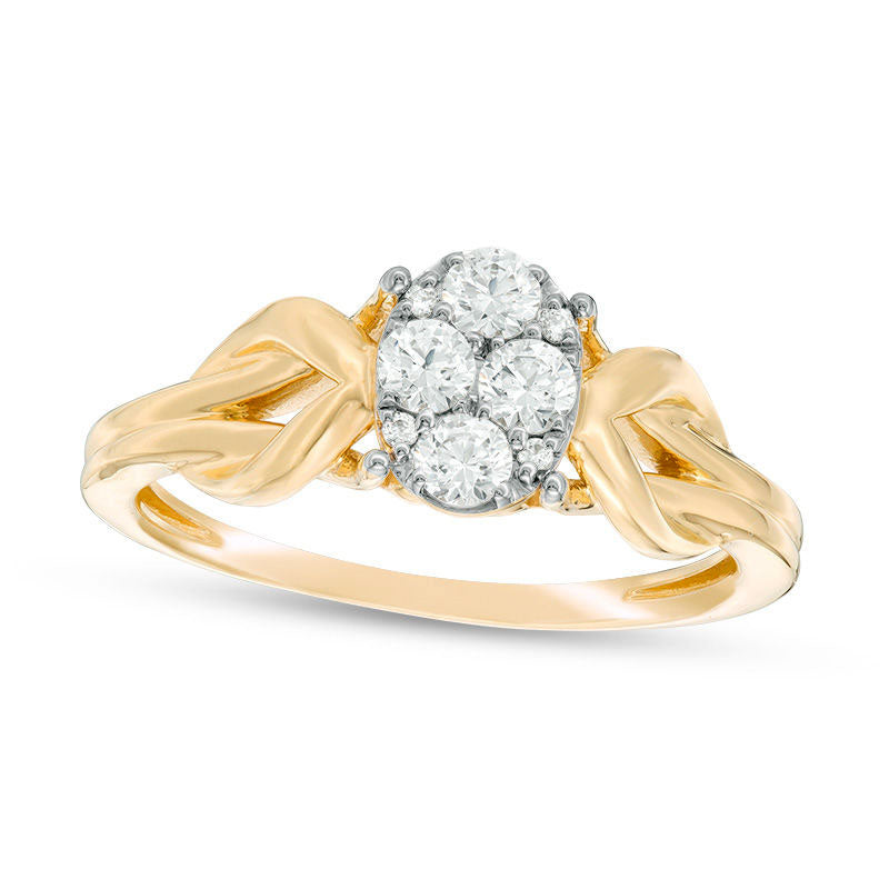 0.33 CT. T.W. Composite Natural Diamond Oval-Shaped Knot-Sides Engagement Ring in Solid 10K Yellow Gold