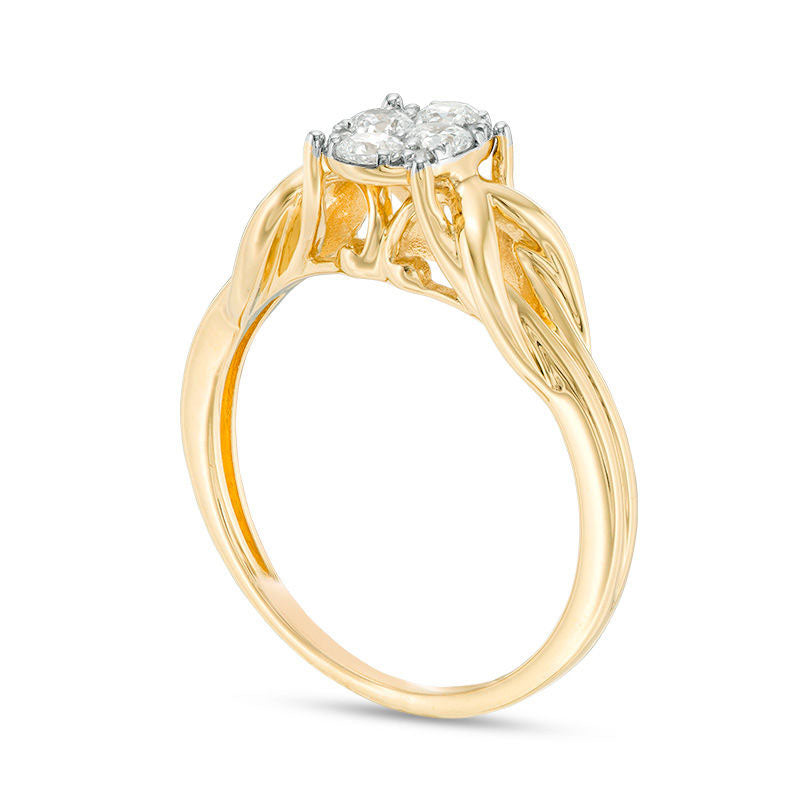 0.33 CT. T.W. Composite Natural Diamond Oval-Shaped Knot-Sides Engagement Ring in Solid 10K Yellow Gold