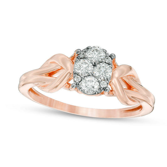 0.33 CT. T.W. Composite Natural Diamond Oval-Shaped Knot-Sides Engagement Ring in Solid 10K Rose Gold