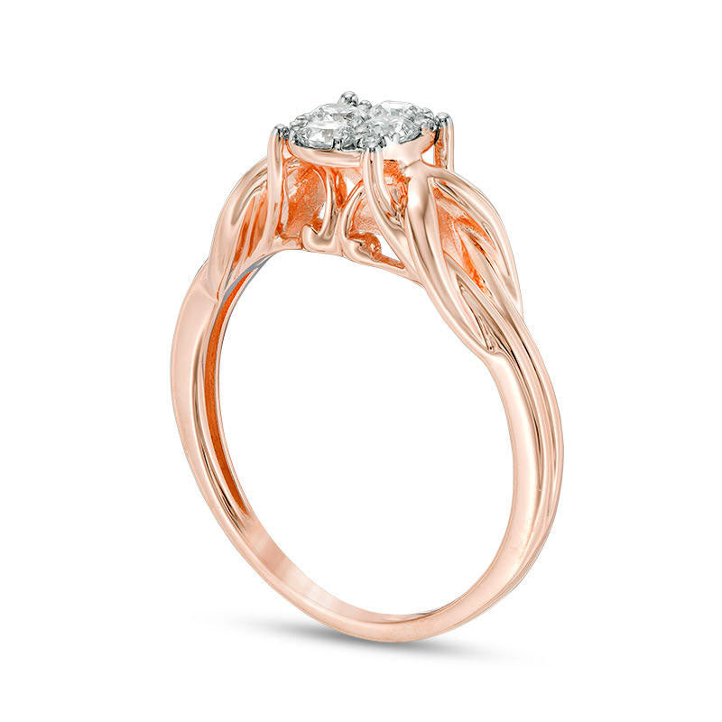 0.33 CT. T.W. Composite Natural Diamond Oval-Shaped Knot-Sides Engagement Ring in Solid 10K Rose Gold