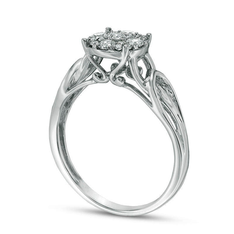 0.33 CT. T.W. Composite Natural Diamond Loop Shank Engagement Ring in Solid 10K White Gold