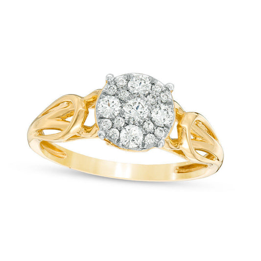 0.33 CT. T.W. Composite Natural Diamond Loop Shank Engagement Ring in Solid 10K Yellow Gold