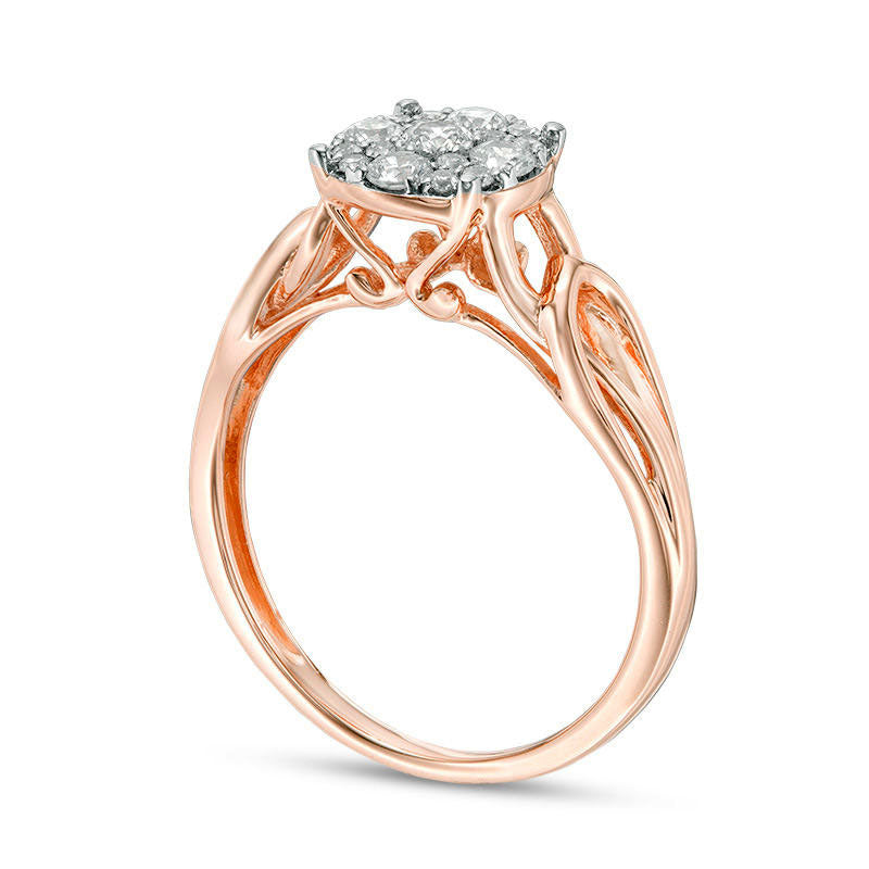 0.33 CT. T.W. Composite Natural Diamond Loop Shank Engagement Ring in Solid 10K Rose Gold