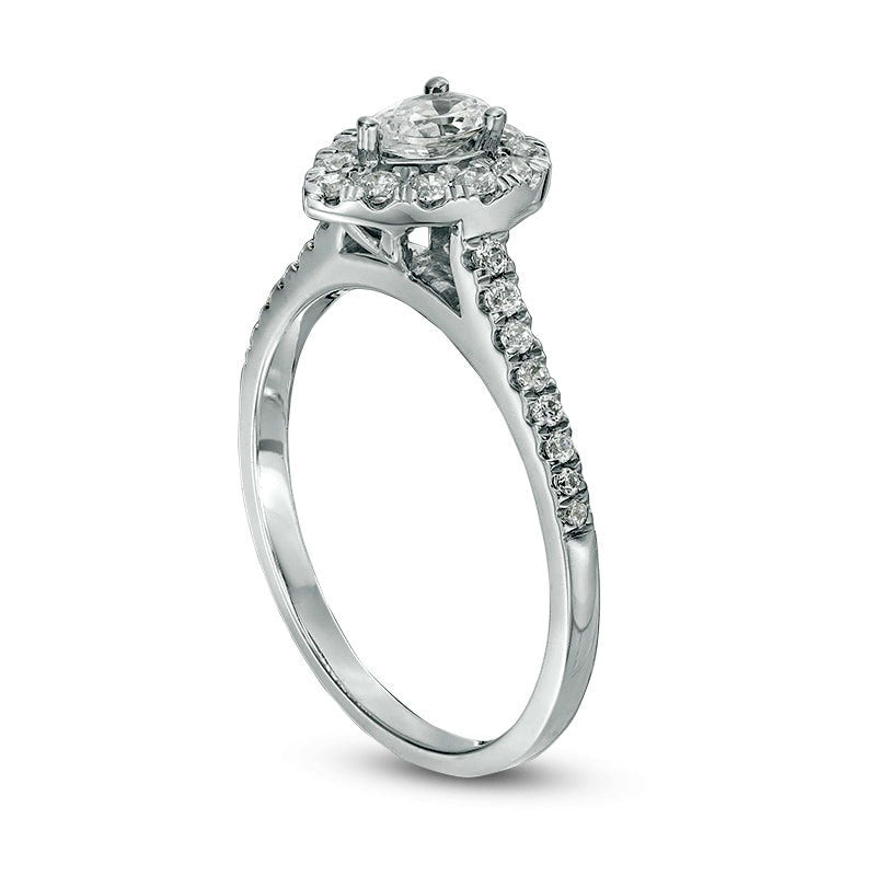 0.50 CT. T.W. Pear-Shaped Natural Diamond Frame Engagement Ring in Solid 14K White Gold