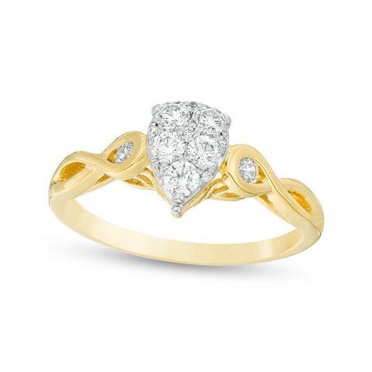 0.38 CT. T.W. Composite Natural Diamond Pear-Shaped Twist Engagement Ring in Solid 10K Yellow Gold