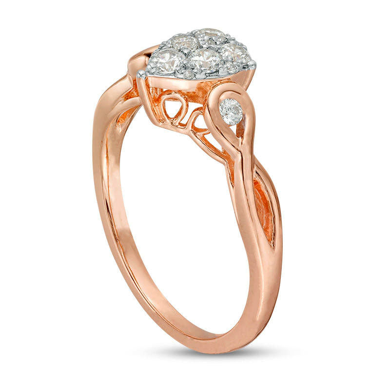 0.38 CT. T.W. Composite Natural Diamond Pear-Shaped Twist Engagement Ring in Solid 10K Rose Gold