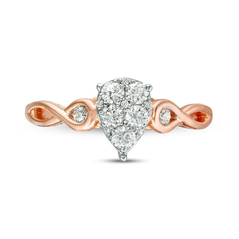 0.38 CT. T.W. Composite Natural Diamond Pear-Shaped Twist Engagement Ring in Solid 10K Rose Gold