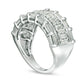 1.0 CT. T.W. Baguette and Round Natural Diamond Multi-Row Ring in Solid 10K White Gold
