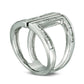 0.50 CT. T.W. Baguette and Princess-Cut Natural Diamond Split Open Top Ring in Solid 10K White Gold