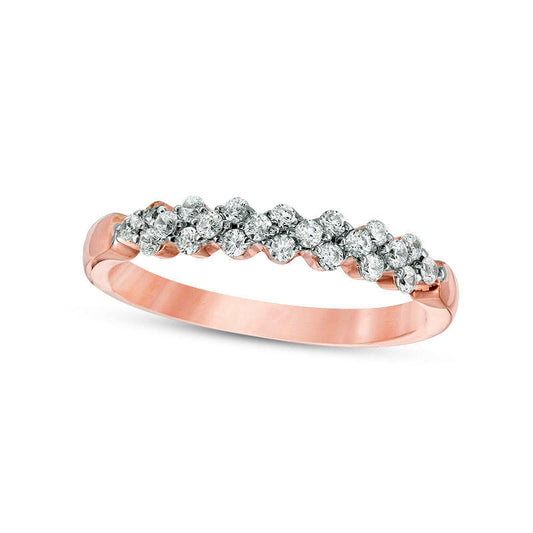 0.33 CT. T.W. Natural Diamond Alternating Stackable Band in Solid 10K Rose Gold