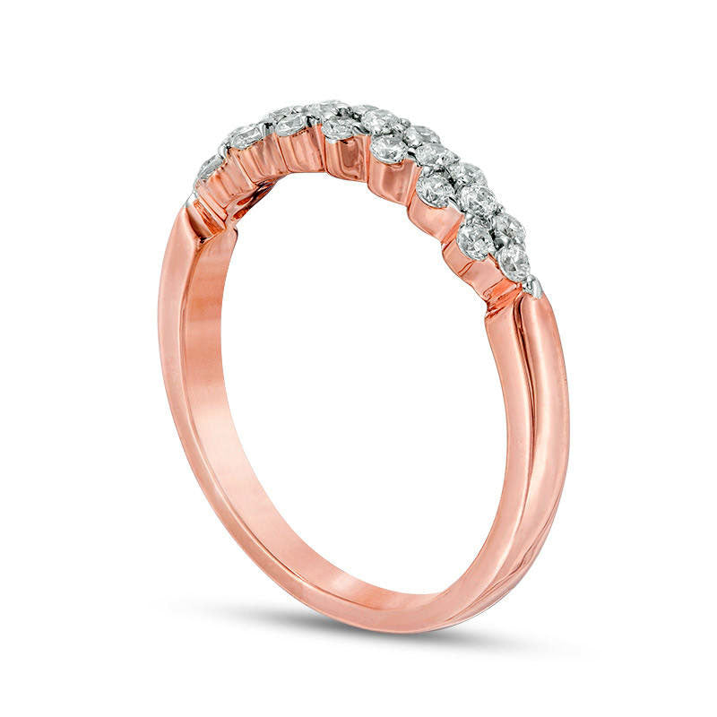 0.33 CT. T.W. Natural Diamond Alternating Stackable Band in Solid 10K Rose Gold