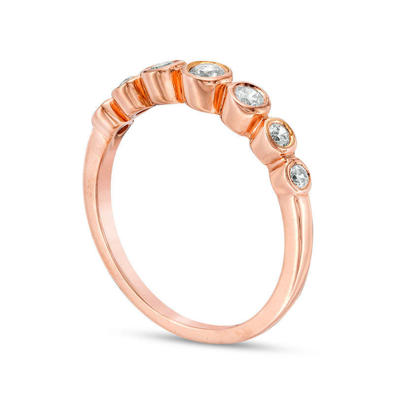 0.25 CT. T.W. Natural Diamond Bubble Stackable Band in Solid 10K Rose Gold