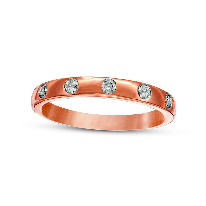 0.17 CT. T.W. Natural Diamond Five Stone Stackable Band in Solid 10K Rose Gold