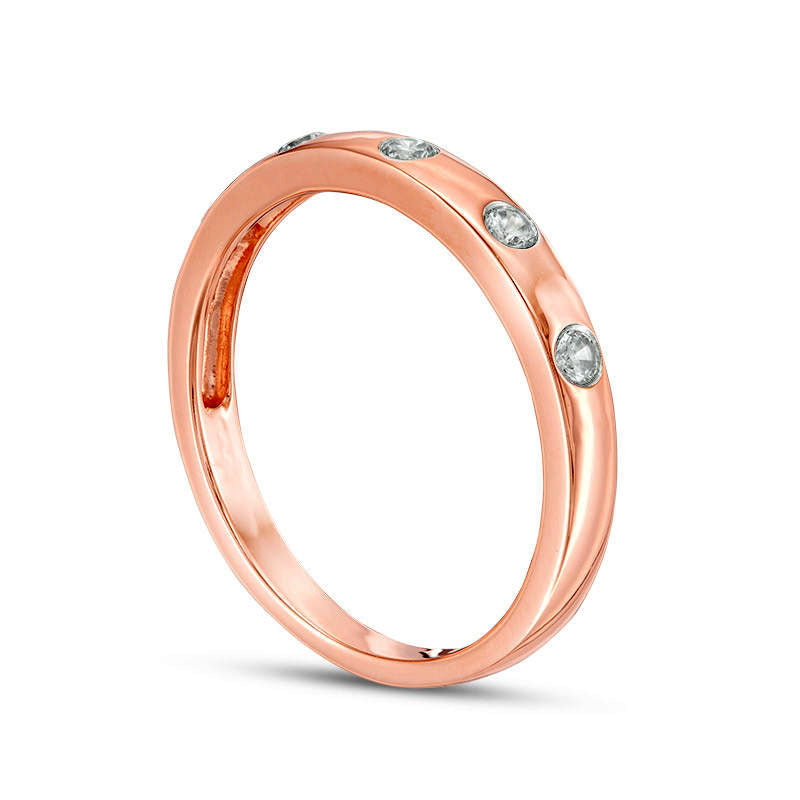 0.17 CT. T.W. Natural Diamond Five Stone Stackable Band in Solid 10K Rose Gold