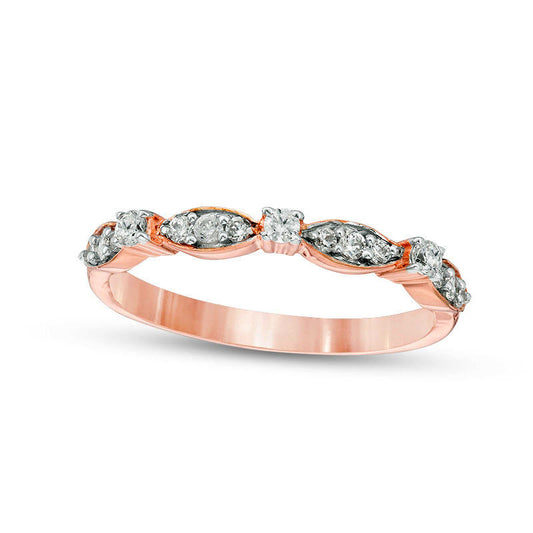 0.25 CT. T.W. Natural Diamond Alternating Stackable Band in Solid 10K Rose Gold