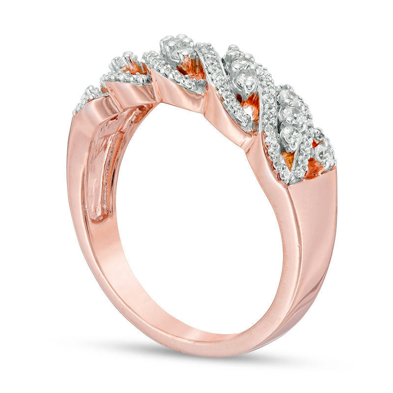 0.33 CT. T.W. Natural Diamond Wave Band in Solid 10K Rose Gold