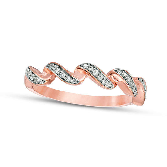 0.13 CT. T.W. Natural Diamond Twist Stackable Band in Solid 10K Rose Gold