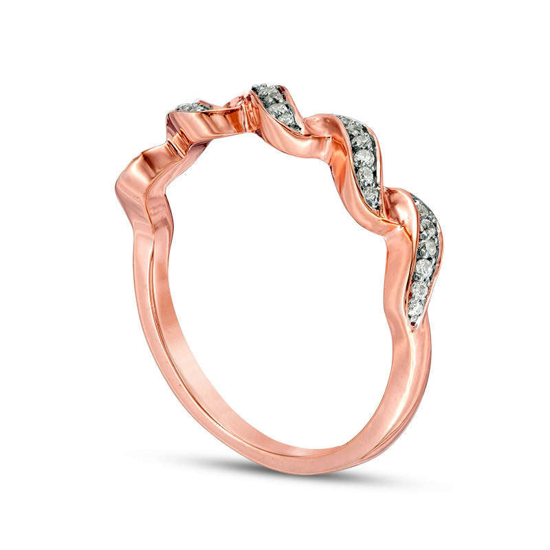 0.13 CT. T.W. Natural Diamond Twist Stackable Band in Solid 10K Rose Gold