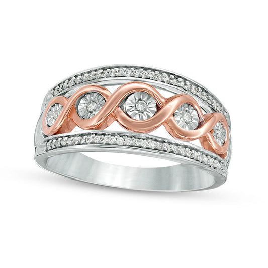 0.20 CT. T.W. Natural Diamond Infinity Twist Band in Sterling Silver and Solid 10K Rose Gold