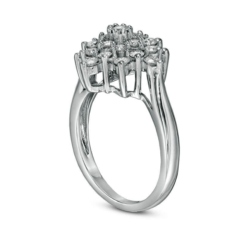 0.88 CT. T.W. Composite Natural Diamond Starburst Engagement Ring in Solid 10K White Gold