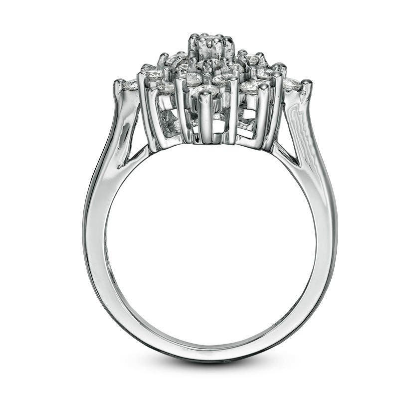 0.88 CT. T.W. Composite Natural Diamond Starburst Engagement Ring in Solid 10K White Gold