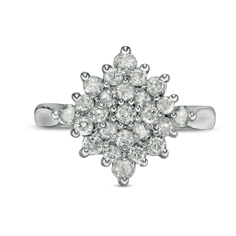 0.88 CT. T.W. Composite Natural Diamond Starburst Engagement Ring in Solid 10K White Gold