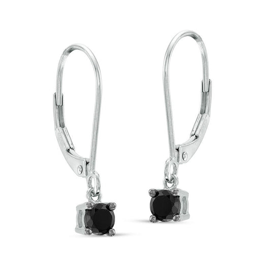 0.38 CT. T.W. Enhanced Black Diamond Solitaire Drop Earrings in 10K White Gold