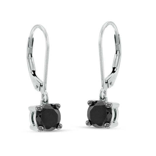 1.5 CT. T.W. Enhanced Black Diamond Solitaire Drop Earrings in 10K White Gold