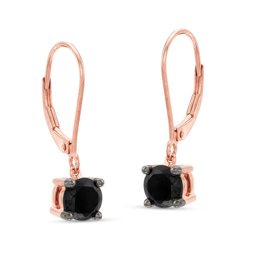 1.5 CT. T.W. Enhanced Black Diamond Solitaire Drop Earrings in 10K Rose Gold