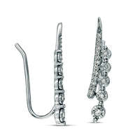 0.17 CT. T.W. Diamond Double Row Crawler Earrings in Sterling Silver