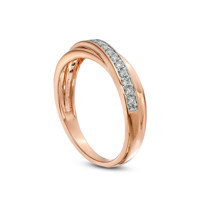 0.20 CT. T.W. Natural Diamond Crossover Anniversary Band in Solid 10K Rose Gold