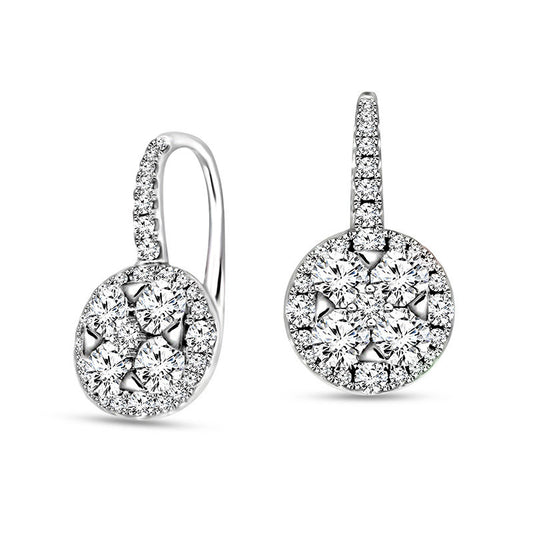 1.38 CT. T.W. Quad Diamond Frame Vintage-Style Drop Earrings in 14K White Gold