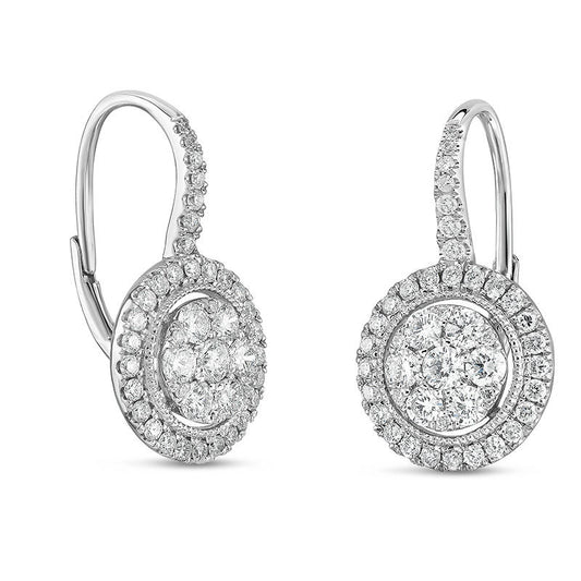 1 CT. T.W. Composite Diamond Frame Vintage-Style Drop Earrings in 14K White Gold