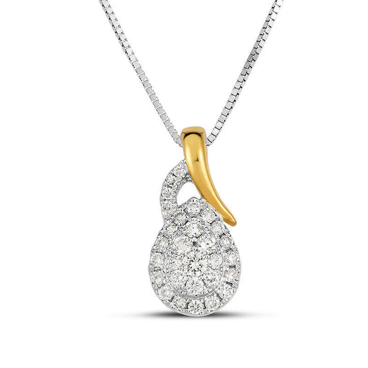 0.2 CT. T.W. Natural Diamond Double Teardrop Frame Pendant in 10K Two-Tone Gold