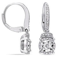 0.33 CT. T.W. Diamond Frame Drop Earrings in Sterling Silver