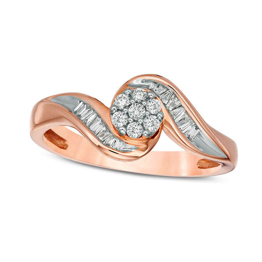 0.20 CT. T.W. Composite Natural Diamond Bypass Swirl Promise Ring in Solid 10K Rose Gold