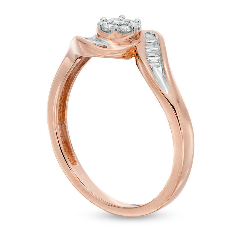 0.20 CT. T.W. Composite Natural Diamond Bypass Swirl Promise Ring in Solid 10K Rose Gold